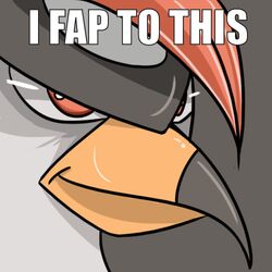  1:1 2011 ambiguous_gender avian beak bird digital_media_(artwork) drawfag159381 english_text feral generation_4_pokemon grey_background humor i_fap_to_this icon image_macro impact_(font) lol_comments low_res meme nintendo pokemon pokemon_(species) rape_face reaction_image red_eyes simple_background solo staraptor text the_truth yellow_beak 