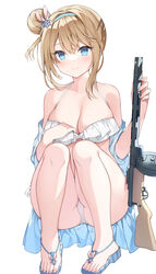  bad_id bad_pixiv_id bikini blue_eyes blue_hairband breasts chinese_commentary collarbone commentary_request feet female frilled_bikini frills girls&#039;_frontline gun hair_ornament hairband highres jyt legs light_brown_hair long_hair medium_breasts official_alternate_costume one_side_up sandals sidelocks simple_background snowflake_hair_ornament solo submachine_gun suomi_(girls&#039;_frontline) suomi_(midsummer_pixie)_(girls&#039;_frontline) suomi_kp/-31 swimsuit thighs toes weapon white_background white_bikini 