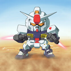  chibi dual_wielding gundam gundam_cross_dimension_0079 heart mecha mobile_suit_gundam pixie_gundam sangekimaru weapon 