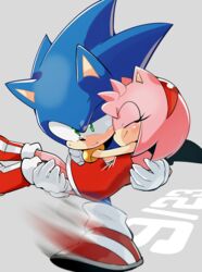  1boy amy_rose animal_nose carrying commentary_request dated dress female furry furry_female furry_male gloves green_eyes hairband happy hug pink_fur pink_hair posojo123 princess_carry red_dress red_footwear red_hairband running shoes sonic_(series) sonic_the_hedgehog white_gloves 