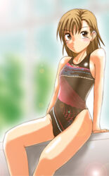  :/ bad_id bad_pixiv_id blush brown_eyes brown_hair competition_swimsuit female misaka_mikoto one-piece_swimsuit short_hair sig_(sotokanda_delta_force) solo speedo_(company) swimsuit toaru_kagaku_no_railgun toaru_majutsu_no_index 