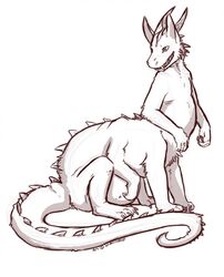  2016 dragon dragon_taur hi_res horn lemondeer long_taur male multi_leg multi_limb multifur mythological_basilisk mythological_creature mythological_scalie mythology ryker_(bruyaglovae) scalie simple_background sitting solo spikes tail taur thick_tail 