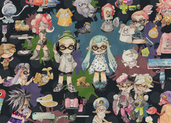  .52_gal_(splatoon) 6+boys 6+girls annie_(splatoon) belt bike_shorts black_hair burst_bomb_(splatoon) callie_(splatoon) cap&#039;n_cuttlefish carbon_roller_(splatoon) commentary_request crusty_sean detached_collar dress e-liter_3k_(splatoon) earrings fangs gloves goggles hat headphones inkling inkling_boy inkling_girl inkling_player_character inkstrike_(splatoon) jelonzo_(splatoon) jewelry judd_(splatoon) koogen long_hair marie_(splatoon) mask moe_(splatoon) mole mole_under_eye multiple_boys multiple_girls n-zap_(splatoon) object_on_head octarian_(enemy) octotrooper open_mouth pantyhose photoshop_(medium) pointy_ears red_hair seashell sheldon_(splatoon) shell shirt shoes short_hair smile spiked_hair splatoon_(series) splatoon_1 splattershot_(splatoon) splattershot_pro_(splatoon) spyke_(splatoon) suction_bomb_(splatoon) super_soaker takozonesu tentacle_hair visor_cap 