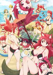  &gt;_&lt; 2boys 6+girls :3 :d ahoge anger_vein animal_ear_fluff animal_ears beach bikini blush blush_stickers commentary_request day everyone grin highres innertube kemurikusa kemurikusa_(object) long_hair midori_(kemurikusa) multiple_boys multiple_girls open_mouth outdoors parasol ponytail red_eyes red_hair riku_(kemurikusa) rin_(kemurikusa) rina_(kemurikusa) riri_(kemurikusa) ritsu_(kemurikusa) ryoku_(kemurikusa) ryou_(kemurikusa) sakurai_shizuku_(mimipull) shiro_(kemurikusa) smile spoilers swim_ring swimsuit time_paradox twintails umbrella wakaba_(kemurikusa) water xd 