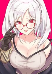  :p bare_shoulders bespectacled black_gloves braid breasts cape cleavage collarbone commentary_request dark_persona female fire_emblem fire_emblem_awakening fire_emblem_heroes french_braid glasses gloves grima_(fire_emblem) hood long_hair long_sleeves looking_at_viewer open_clothes pink_background red-framed_eyewear red_eyes robe robin_(female)_(fire_emblem) robin_(fire_emblem) shiyo_yoyoyo simple_background smile solo strap_slip tongue tongue_out twintails upper_body white_hair 