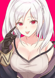  :p bare_shoulders black_gloves braid breasts cape cleavage collarbone commentary_request dark_persona female fire_emblem fire_emblem_awakening fire_emblem_heroes french_braid glasses gloves grima_(fire_emblem) highres hood long_hair long_sleeves looking_at_viewer open_clothes photoshop_(medium) pink_background red_eyes robe robin_(female)_(fire_emblem) robin_(fire_emblem) shiyo_yoyoyo simple_background smile solo strap_slip tongue tongue_out twintails upper_body white_hair 