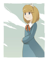  arianna_barde blue_eyes brown_hair commentary_request female furuu professor_layton ribbon short_hair solo 