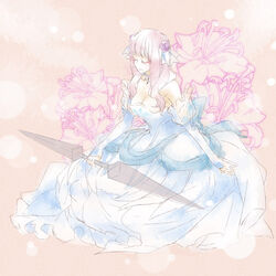  bride bride_(fire_emblem) closed_eyes commentary_request dress female fire_emblem fire_emblem_awakening kirimochi_niwe long_hair pink_hair robin_(female)_(fire_emblem) robin_(fire_emblem) wedding_dress 