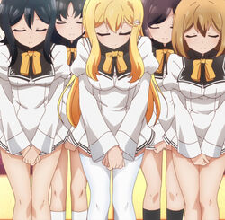  5girls anime_screenshot arisugawa_reiko blonde_hair long_hair multiple_girls ore_ga_ojou-sama_gakkou_ni_&quot;shomin_sample&quot;_toshite_rachirareta_ken school_uniform stitched thighhighs third-party_edit 