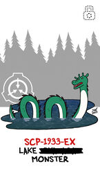  2023 ambiguous_gender american_mythology artist_name belly_scales black_text character_name colored countershading cryptid dated digital_drawing_(artwork) digital_media_(artwork) english_text feral green_body green_scales green_spines hi_res lake lock_symbol logo long_body mythology north_american_mythology ogopogo partially_submerged red_text scales scp-1933-ex scp_foundation sea_monster signature simple_background solo spines teeth text water white_background white_body white_countershading yellow_sclera zal-cryptid 