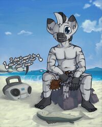  anthro beach equid equine fan_character fish hasbro hi_res kona_(disambiguation) male mammal marine marsminer my_little_pony seaside solo zebra 