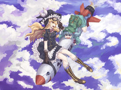  goggles hat kawashiro_nitori kirisame_marisa mimi-chan mumulatte touhou witch_hat 