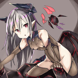  :o alternate_breast_size bare_shoulders borrowed_character breasts brown_gloves brown_thighhighs colo_mag-chan colossus_(granblue_fantasy) commentary_request draph eyebrows female gloves granblue_fantasy grey_hair horns leotard long_hair looking_at_viewer lplpsteven open_mouth original pink_eyes pointy_ears small_breasts solo thighhighs 