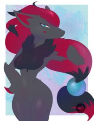  2017 anthro breasts claws female fur generation_5_pokemon hi_res nintendo nude obakawaii pokemon pokemon_(species) solo zoroark 