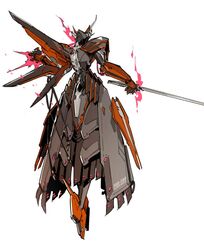  antonio_salieri_(fate) antonio_salieri_(first_ascension)_(fate) chinese_commentary commentary_request dual_wielding fate/grand_order fate_(series) fire holding mecha mechanical_skirt mechanical_wings mechanization robot simple_background starshadowmagician sword weapon white_background wings 