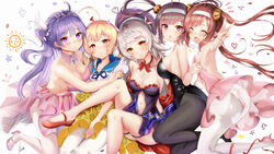  azur_lane black_hair blonde_hair blush brown_hair dress eldridge_(azur_lane) hms_unicorn_(azur_lane) long_hair navel ning_hai_(azur_lane) pantyhose ping_hai_(azur_lane) piukute062 purple_eyes purple_hair red_eyes twintails white_hair yellow_eyes z46_(azur_lane) 