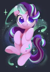  2019 black_background celebi-yoshi cutie_mark equid equine female feral friendship_is_magic hair hasbro hi_res horn looking_at_viewer mammal multicolored_hair my_little_pony mythological_creature mythological_equine mythology simple_background smile solo starlight_glimmer_(mlp) unicorn 