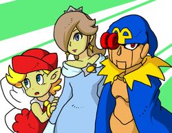  1boy 2girls bare_shoulders blonde_hair blue_eyes bracelet cap cape dress earrings everyone fair fairy geno group hair_over_one_eye hand_on_shoulder hat jewelry lowres mario_&amp;_wario mario_(series) multiple_girls nervous nintendo puppet red_eyes red_hair rosalina_(mario) rosetta_(mario) star super_mario_bros. super_mario_galaxy super_mario_rpg wanda_(mario) wanda_(super_mario_bros.) wings 