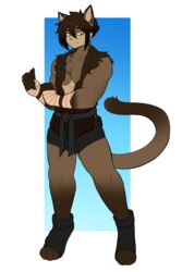  5_fingers alpha_channel anthro biped brown_body brown_fur brown_hair claws domestic_cat eyebrows felid feline felis fingers fur hair hi_res male mammal munkeesgomu solo tail 