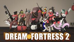  16:9 2017 anthro baseball_bat bastion_aduro bat_(object) bobby_frederick breasts clothed clothing demoman_(team_fortress_2) domestic_cat dreamkeepers engineer_(team_fortress_2) felid feline felis female fish group grunn_(dreamkeepers) gun handgun heavy_(team_fortress_2) hi_res karo_(dreamkeepers) lilith_calah mace_(dreamkeepers) male mammal marine medic_(team_fortress_2) pyro_(team_fortress_2) ranged_weapon remarkably_average reptile revolver rifle scalie scinter_deucalion scout_(team_fortress_2) shark slouch_hat sniper_(team_fortress_2) sniper_rifle soldier_(team_fortress_2) spy_(team_fortress_2) team_fortress_2 tools valve viriathus_vayu weapon widescreen wrench 