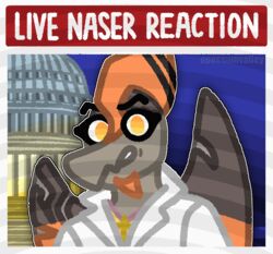  2023 absurd_res anthro artist_name border broken_wing brown_body brown_hair brown_scales capitol cavemanon_studios clothing crucifix detailed_background digital_drawing_(artwork) digital_media_(artwork) dinosaur english_text extinct fox_news goodbye_volcano_high hair head_crest hi_res jacket jewelry live_reaction_(meme) live_tucker_reaction looking_at_viewer male meme naser_(gvh) necklace opossumvalley outside prehistoric_species pterodactylus pterosaur reptile scales scalie scar screencap_redraw short_hair smile snoot_game snout solo text topwear tucker_carlson watermark white_border wings yellow_eyes 