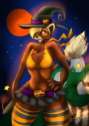  ailurid broom cleaning_tool clothed clothing costume crossdressing femboy halloween hat headgear headwear hi_res holidays kaeaskavi magic_user male mammal red_panda solo suka witch 