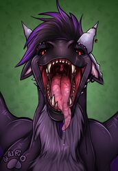  absurd_res bodily_fluids dragon drooling european_mythology fangs female gaping_mouth hair hi_res horn looking_at_viewer lukurio mouth_shot mythological_creature mythological_scalie mythology open_mouth red_eyes saliva scalie solo syrreth teeth tongue tongue_out uvula western_dragon 