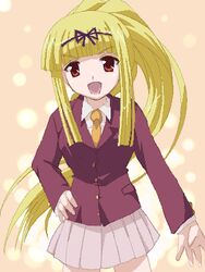  asagi_michiyo blonde_hair brown_eyes lowres mahoraba school_uniform seifuku serafuku 