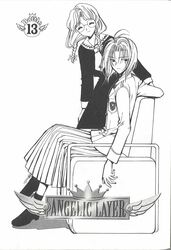  angelic_layer glasses jounouchi_sai monochrome saito_kaede saitou_kaede 