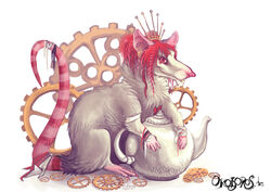 alternative_fashion emilie_autumn female feral gear heart_symbol mammal murid murine nathradas rat rodent simple_background solo steampunk tail white_background