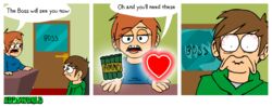 ammunition comic duo edd_(eddsworld) eddsworld english_text female final_boss grandfathered_content heart_symbol human human_only male mammal not_furry reaction_image scalie text unknown_artist