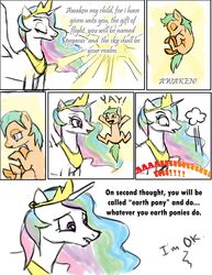 absurd_res alicorn comic creation creature_creation duo english_text equid equine falling feathered_wings feathers female feral friendship_is_magic hasbro hi_res horn mammal my_little_pony mythological_creature mythological_equine mythology oops princess princess_celestia_(mlp) royalty text unknown_artist white_body white_feathers wings yay