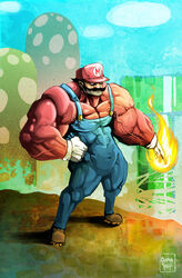 big_muscles cloud fire front_view goretoon grandfathered_content huge_muscles human human_only hyper hyper_muscles male mammal mario mario_bros mario_calimocho muscular muscular_human muscular_male nintendo not_furry outside solo source_request unavailable_at_source