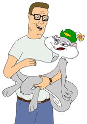 animaniacs anthro belly_rub bottomwear clock clothing crossover denim denim_bottomwear denim_clothing duo eyewear female flower glasses hank_hill hat headgear headwear human humor jeans king_of_the_hill lol_comments low_res male mammal open_mouth otp pants plant rodent sciurid simple_background slappy_squirrel smile tail teeth tongue tree_squirrel unknown_artist warner_brothers watch what white_background