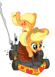 alpha_channel applejack_(mlp) clothing earth_pony equid equine female feral friendship_is_magic hasbro hat headgear headwear horse kart mammal my_little_pony pony simple_background solo tail theartrix transparent_background vehicle