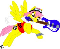 alpha_channel alternate_species clothing cutie_mark equid equine feathered_wings feathers female feral fooly_cooly fur guitar hair haruhara_haruko haruko hasbro mammal mouth_hold musical_instrument my_little_pony mythological_creature mythological_equine mythology pegasus pink_hair plucked_string_instrument ponification quadruped solo string_instrument tail unknown_artist wings yellow_body yellow_feathers yellow_fur