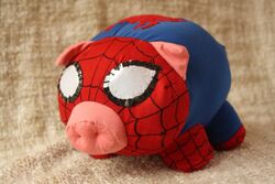 ambiguous_gender arachnid arthropod clothing costume domestic_pig humor mammal marvel nataliaserrano photo plushie solo spider spider-man_(series) spiderpig suid suina sus_(pig) the_simpsons toy