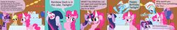 angry applejack_(mlp) asking asking_another asking_what asking_where asking_why balloon balloon_print birthday birthday_cake blue_body blue_fur cake cake_on_head cgeta clothing comic cupcakes_(mlp_fanfic) cutie_mark_print dessert dialogue earth_pony english_text equid equine female feral food food_on_head friendship_is_magic fur grin group hair happy_birthday hasbro hat headgear headwear hi_res horn horse in_food inflatable laugh long_image mammal multicolored_hair my_little_pony mythological_creature mythological_equine mythology name_drop name_in_dialogue nervous nervous_laugh nervous_smile object_on_head onomatopoeia overreaction party party_hat pattern_clothing pattern_hat pattern_headgear pattern_headwear pink_body pink_fur pinkie_pie_(mlp) pony pop_out_cake print_clothing print_hat print_headgear print_headwear purple_hair question question_mark questioning_tone rainbow_dash_(mlp) rainbow_hair smile sound_effects species_in_dialogue speech_bubble star star_clothing star_headwear star_pattern star_polygon star_print star_print_hat swallowing swallowing_sound_effect tail talking_to_another text thanking translucent_speech_bubble twilight_sparkle_(mlp) two_tone_hair unicorn wide_image yes-no_question