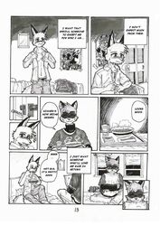 aiden_harris anthro bed canid canine closet_coon colin_young comic dialogue dreke english_text food fox furniture greyscale male mammal monochrome procyonid raccoon tail text