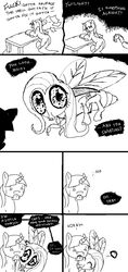 alternate_species arthropod comic creepy english_text equid equine female feral fluttershy_(mlp) fly_(animal) friendship_is_magic fur hair hasbro heart_symbol hi_res horn insect_wings insects lepidopteran_wings mammal monochrome morph my_little_pony mythological_creature mythological_equine mythology nightmare_fuel pumpkinetics simple_background tail text twilight_sparkle_(mlp) unicorn what white_background wings