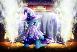 cape clothing dcpip equid equine female feral fireworks friendship_is_magic hasbro hat headgear headwear horse mammal my_little_pony pony solo stage tail trixie_(mlp) wizard_hat