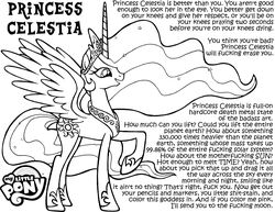 absurd_res alicorn black_and_white crown cutie_mark english_text equid equine feathered_wings feathers female feral friendship_is_magic hair hasbro headgear hi_res horn long_hair mammal monochrome my_little_pony mythological_creature mythological_equine mythology open_mouth princess_celestia_(mlp) profanity quadruped solo tail text tiara tygerbug wings