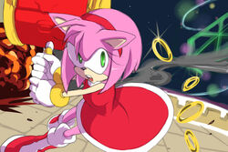  3:2 accessory amusement_park amy_rose anthro boots bracelet clothing dress eulipotyphlan female footwear fur gloves green_eyes hammer handwear headband hedgehog holding_object holding_weapon jewelry mammal nashi_(intothe_bluesky) open_mouth outside piko_piko_hammer pink_body pink_fur red_clothing red_dress sega solo sonic_adventure sonic_the_hedgehog_(series) tools weapon 