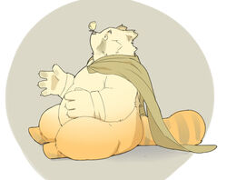  2021 anthro belly biped cape clothing inunoshippo kemono male mammal overweight overweight_anthro overweight_male popori sitting solo tera_online 