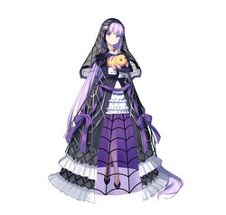  absurdly_long_hair absurdres black_footwear closed_mouth commentary_request dress expressionless female fire_emblem fire_emblem:_the_binding_blade fire_emblem_heroes frilled_dress frills full_body highres holding jewelry lolita_fashion long_dress long_hair long_sleeves looking_at_viewer necklace official_art puffy_sleeves purple_eyes purple_hair see-through simple_background solo sophia_(fire_emblem) sophia_(halloween)_(fire_emblem) standing stuffed_toy urata_asao veil very_long_hair white_background wrist_cuffs 