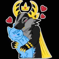  1:1 anthro compression_artifacts digital_media_(artwork) dragon duo hug kingstreasures mythological_creature mythological_scalie mythology scalie sticker ych_(character) 