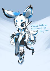  anrock3 anthro clothed clothing cloud_white femboy fur hi_res lagomorph leporid male mammal rabbit signature simple_background solo text white_body white_fur 