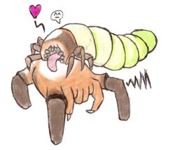 ^_^ alpha_channel ambiguous_gender annoyed antlion_(half-life) antlion_grub_(half-life) cb129 closed_eyes colored_pencil_(artwork) duo feral half-life headcrab heart_symbol licking simple_background smile tongue tongue_out traditional_media_(artwork) transparent_background valve