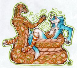 ambiguous_gender anthro clothing coiling dominant duo grostenmeiers hypnosis kalisster_ssin legwear male mammal markus_(dowantanaccount) mind_control paws python reptile scalie sergal snake spiral_eyes stockings tail