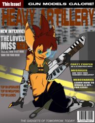 absurd_res anthro armor barcode bedroom_eyes boots breasts cleavage clothed clothing cover dreadlocks eightysix english_text female fictional_magazine_cover footwear gauntlets gloves gun half-closed_eyes handwear hi_res lombax magazine_cover mammal narrowed_eyes panties pinup pose ranged_weapon ratchet_and_clank red_(eightysix) rifle seductive solo sony_corporation sony_interactive_entertainment stripes text underwear weapon